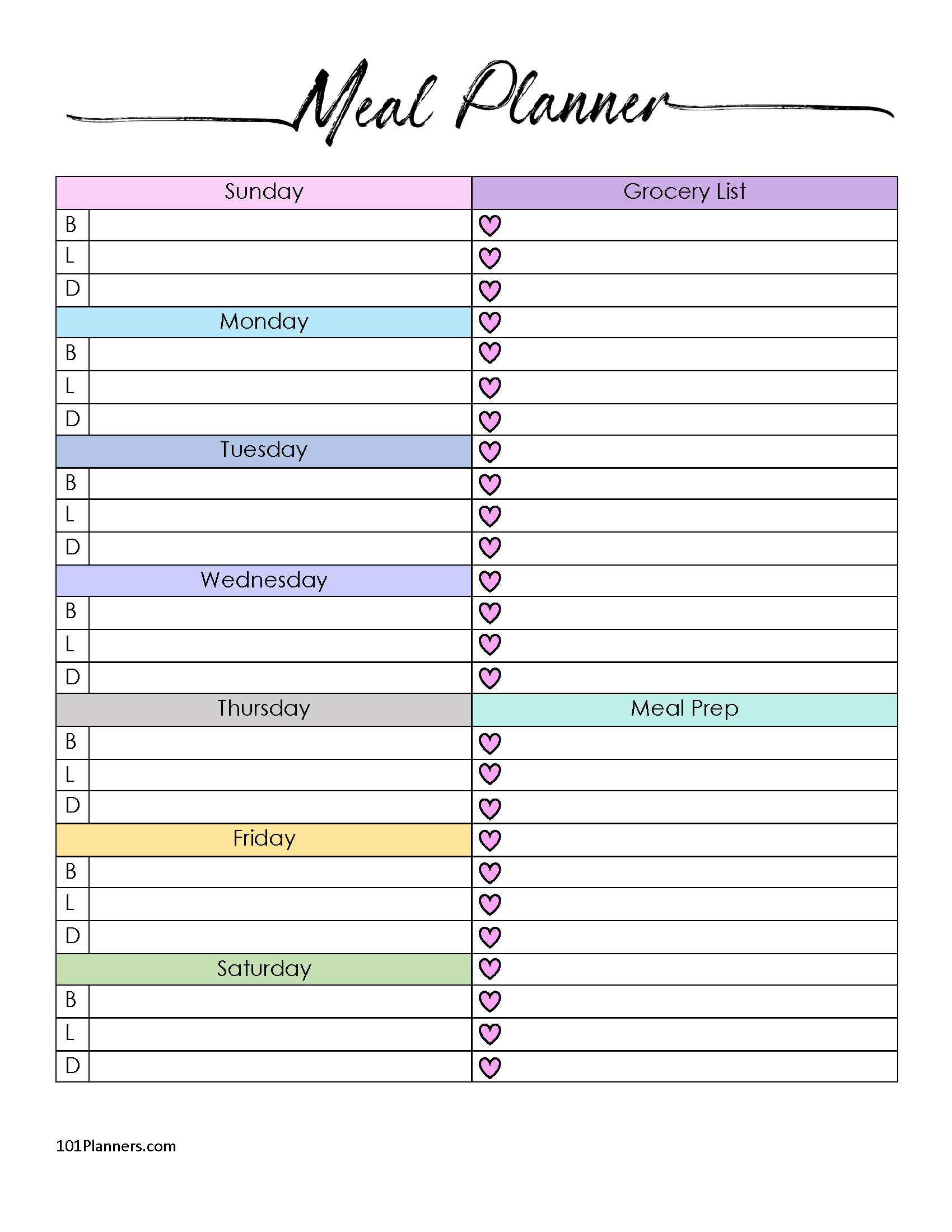FREE Printable Meal Plan Template Customize Before You Print